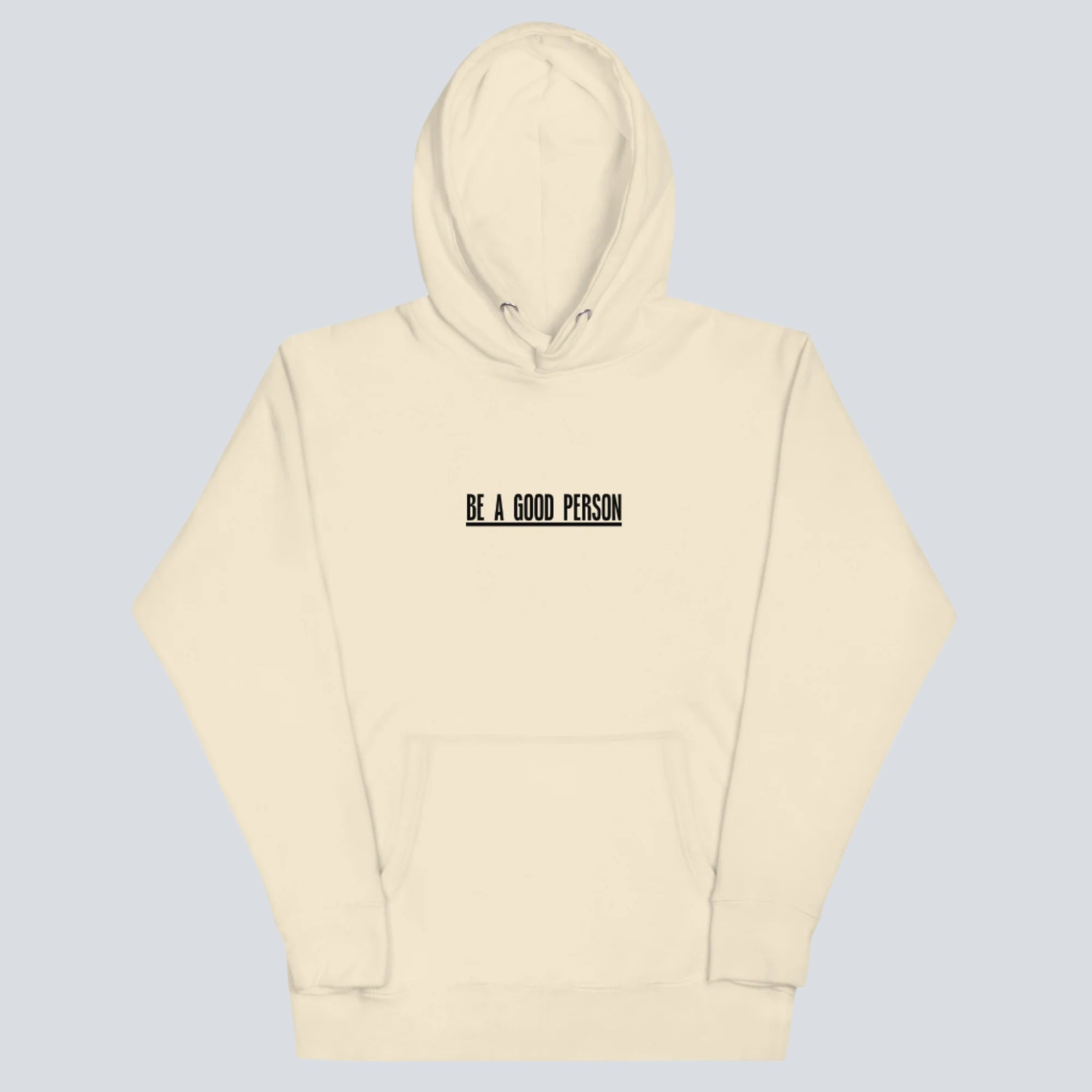 100 Qualities of a Good Person (Back Print) Hoodie bone front