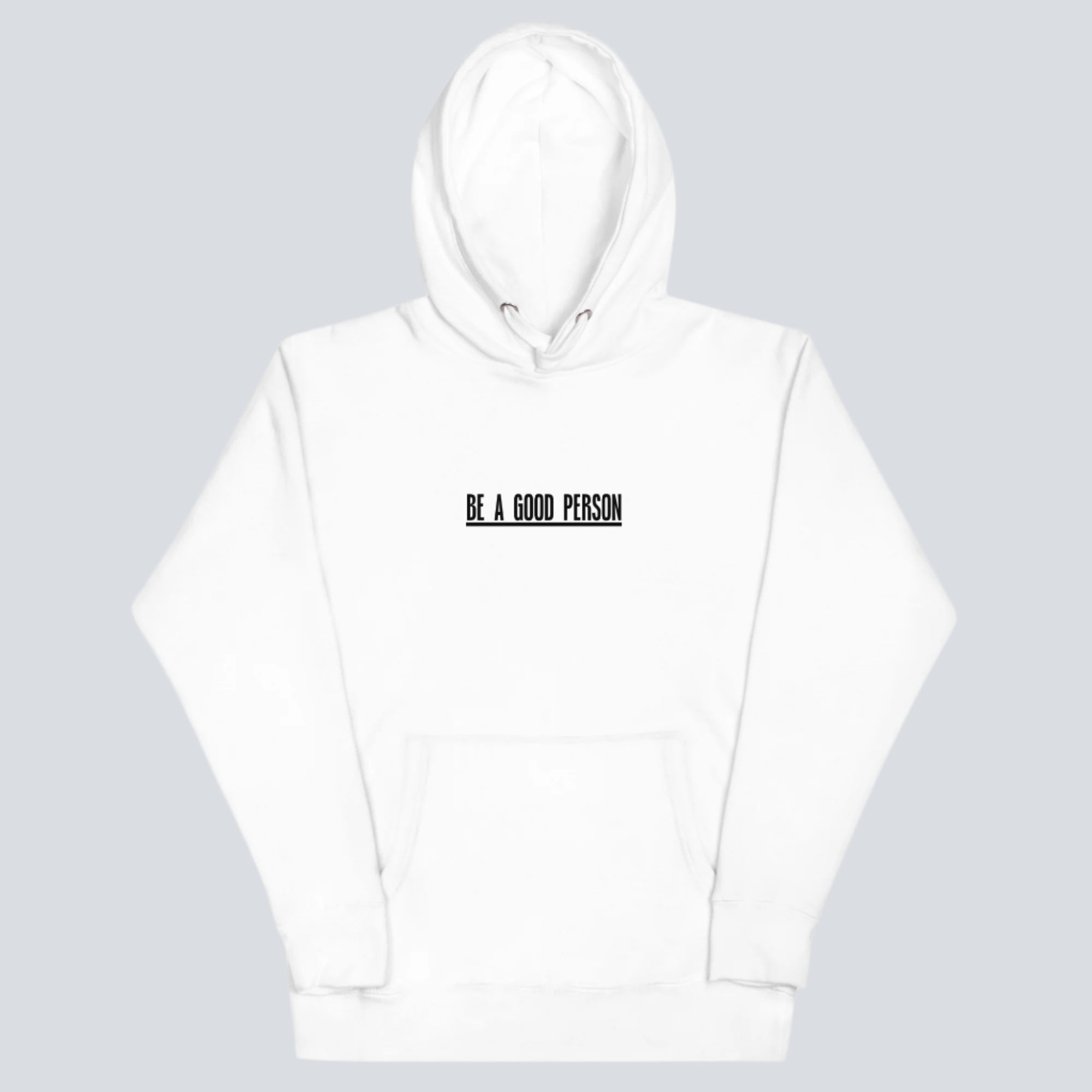 100 Qualities of a Good Person (Back Print) Hoodie white front