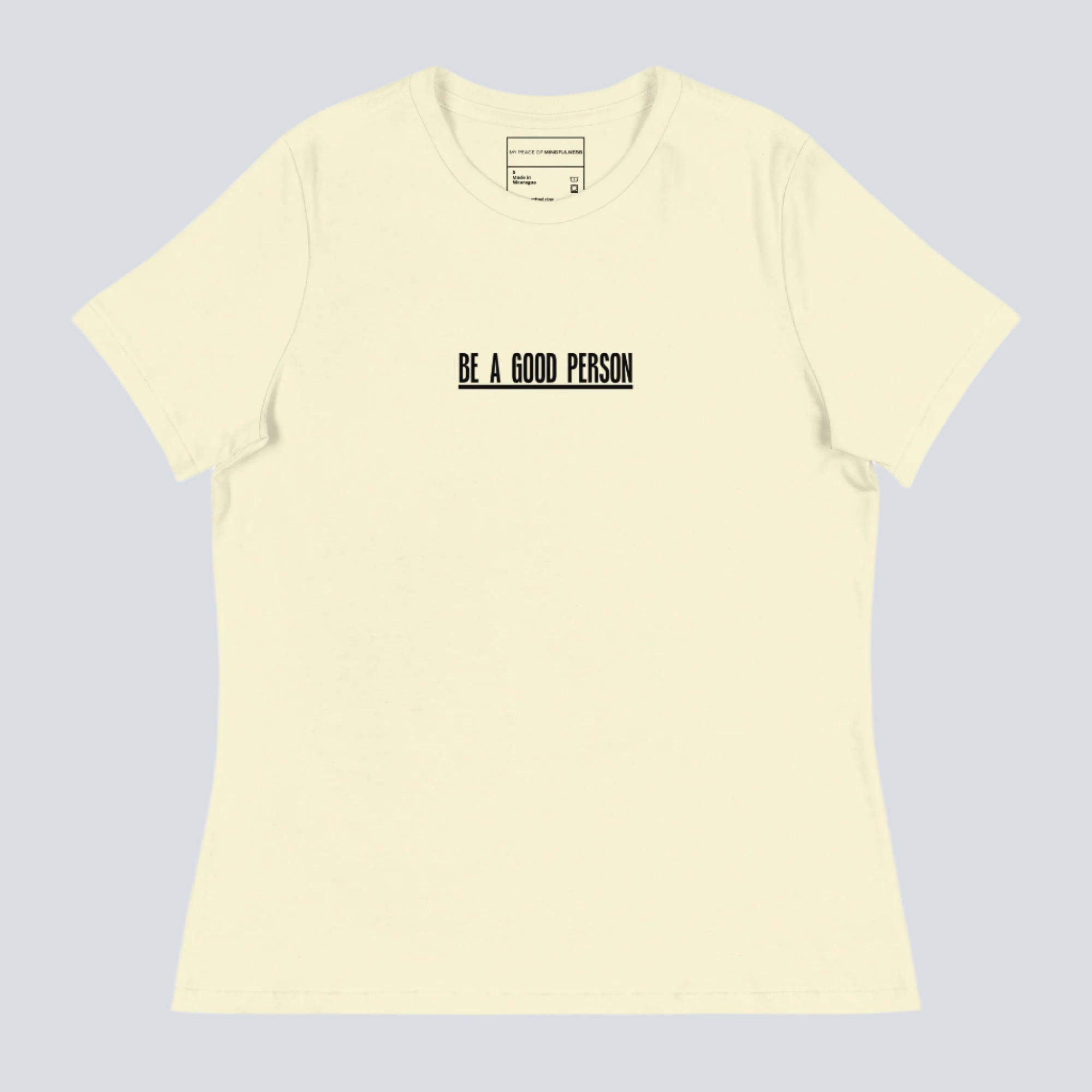 100 Qualities of a Good Person Womens T-Shirt citron front