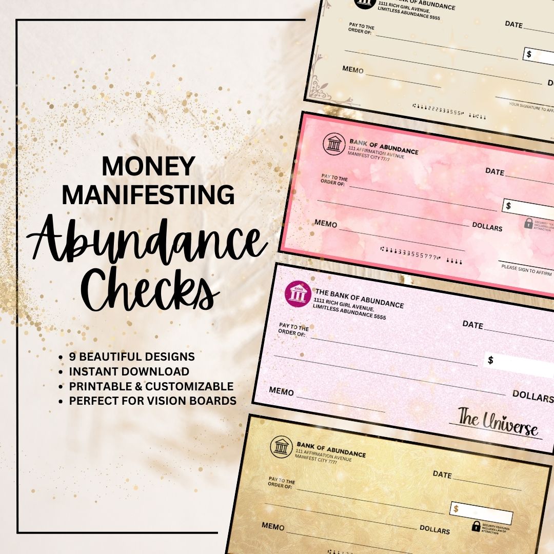 Abundance Checks to Manifest Money (Printable Templates) – My Peace of ...