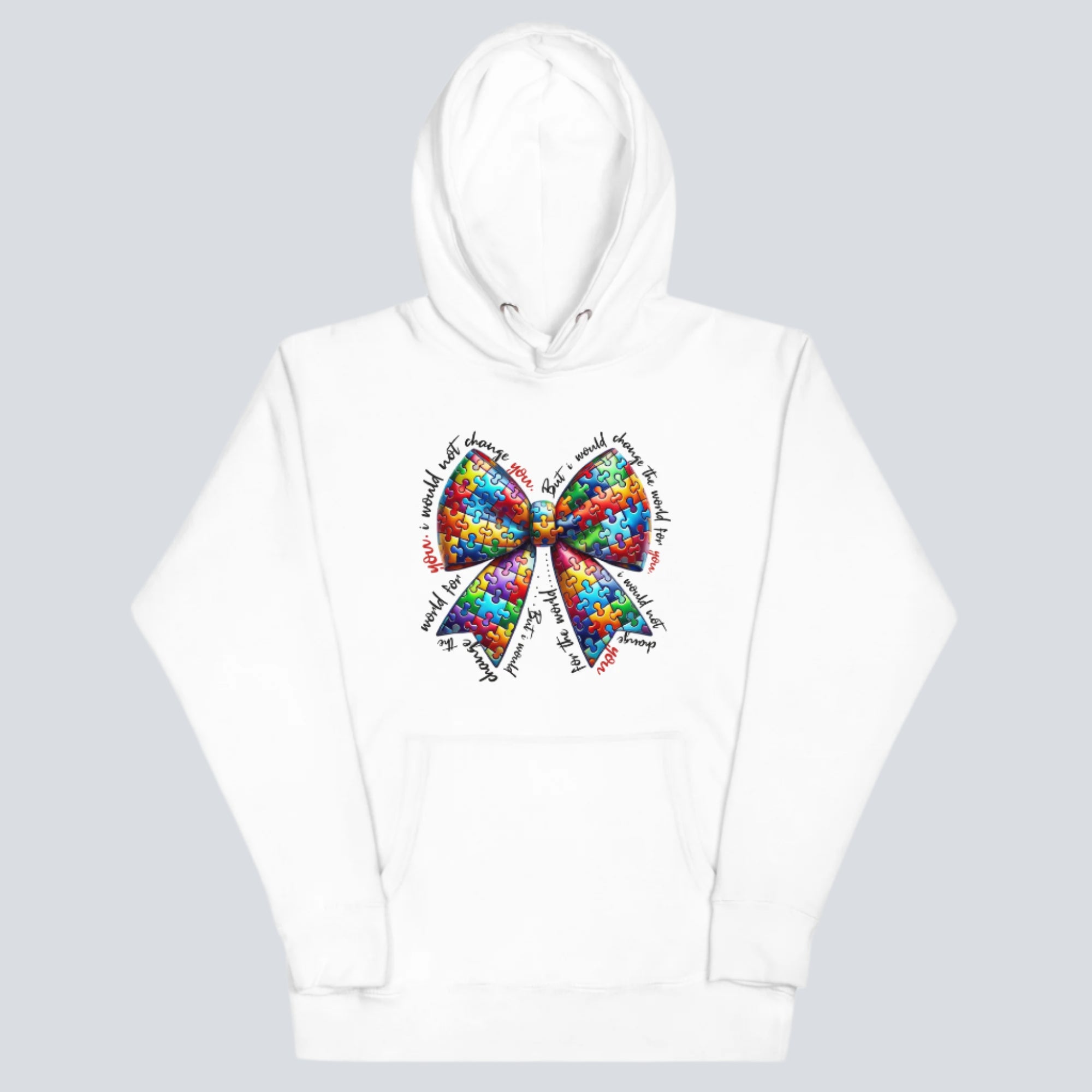 Autism Awareness Bow Unisex Hoodie white