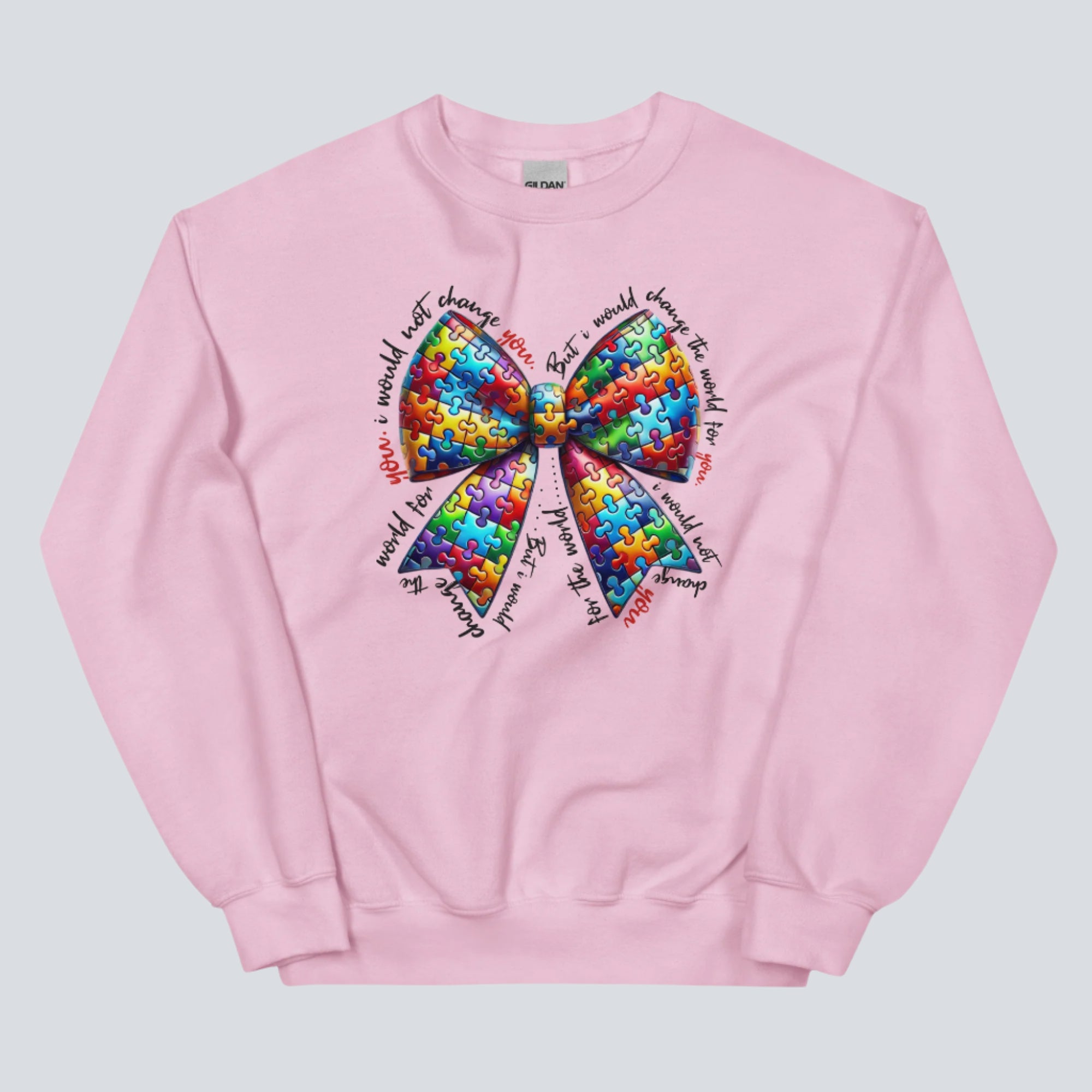 Autism Awareness Bow Unisex Sweatshirt light pink