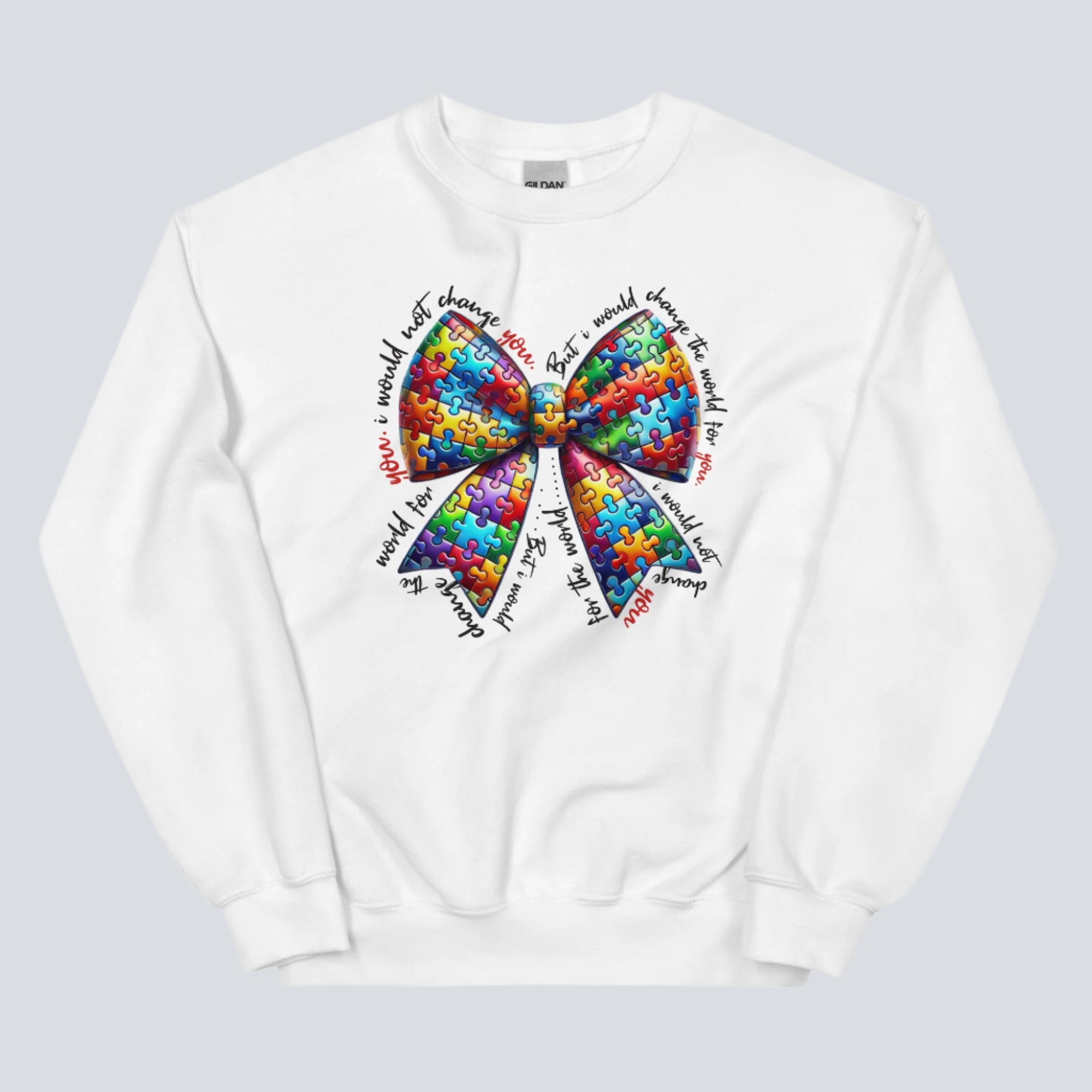 Autism Awareness Bow Unisex Sweatshirt white