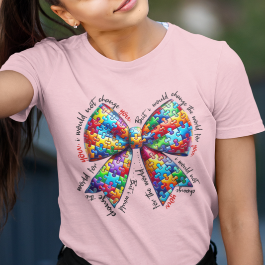 Autism Awareness Bow Womens T-Shirt