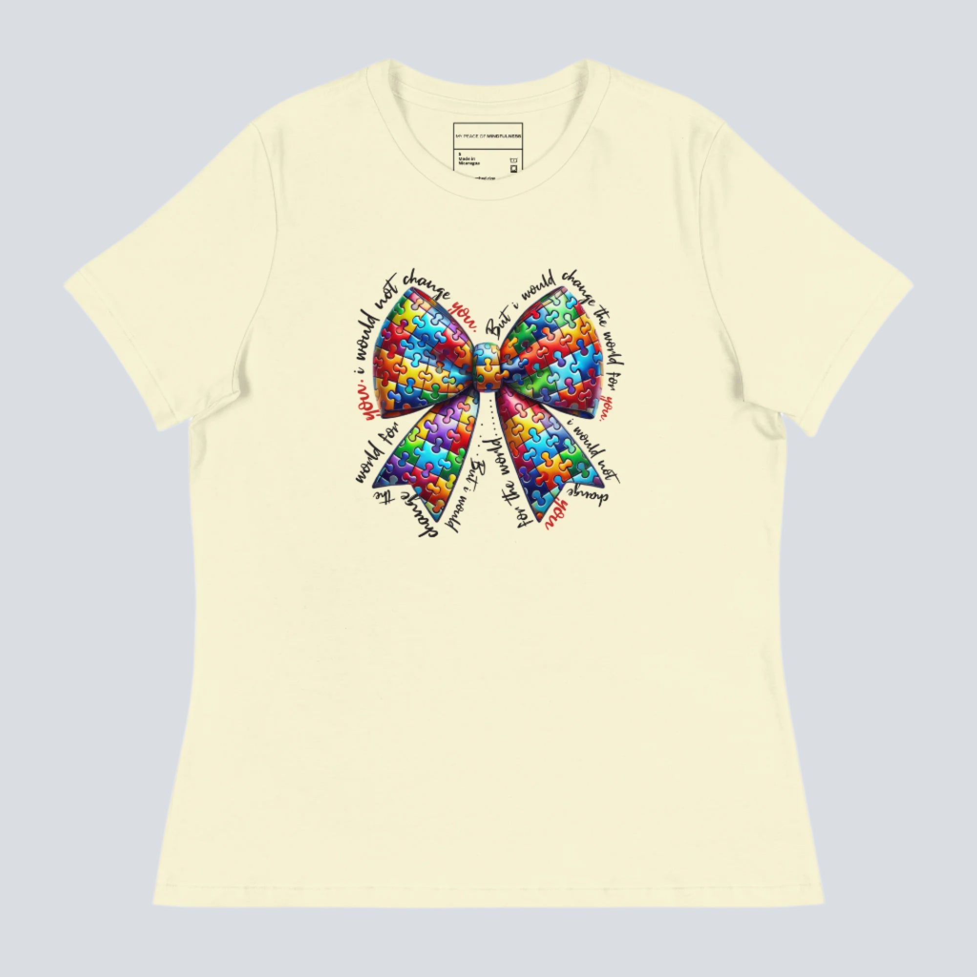 Autism Awareness Bow Womens T-Shirt citron