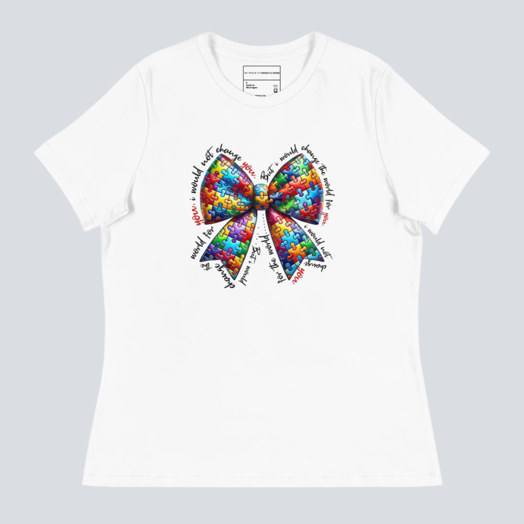 Autism Awareness Bow Womens T-Shirt white