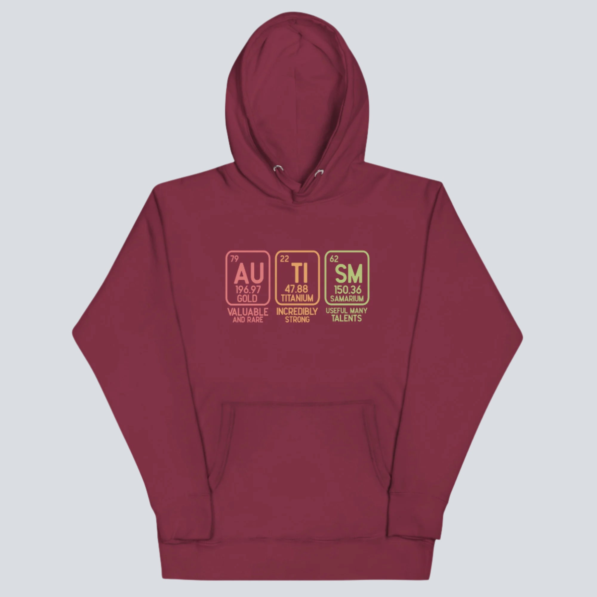 Autism Awareness (Elements) Unisex Hoodie maroon