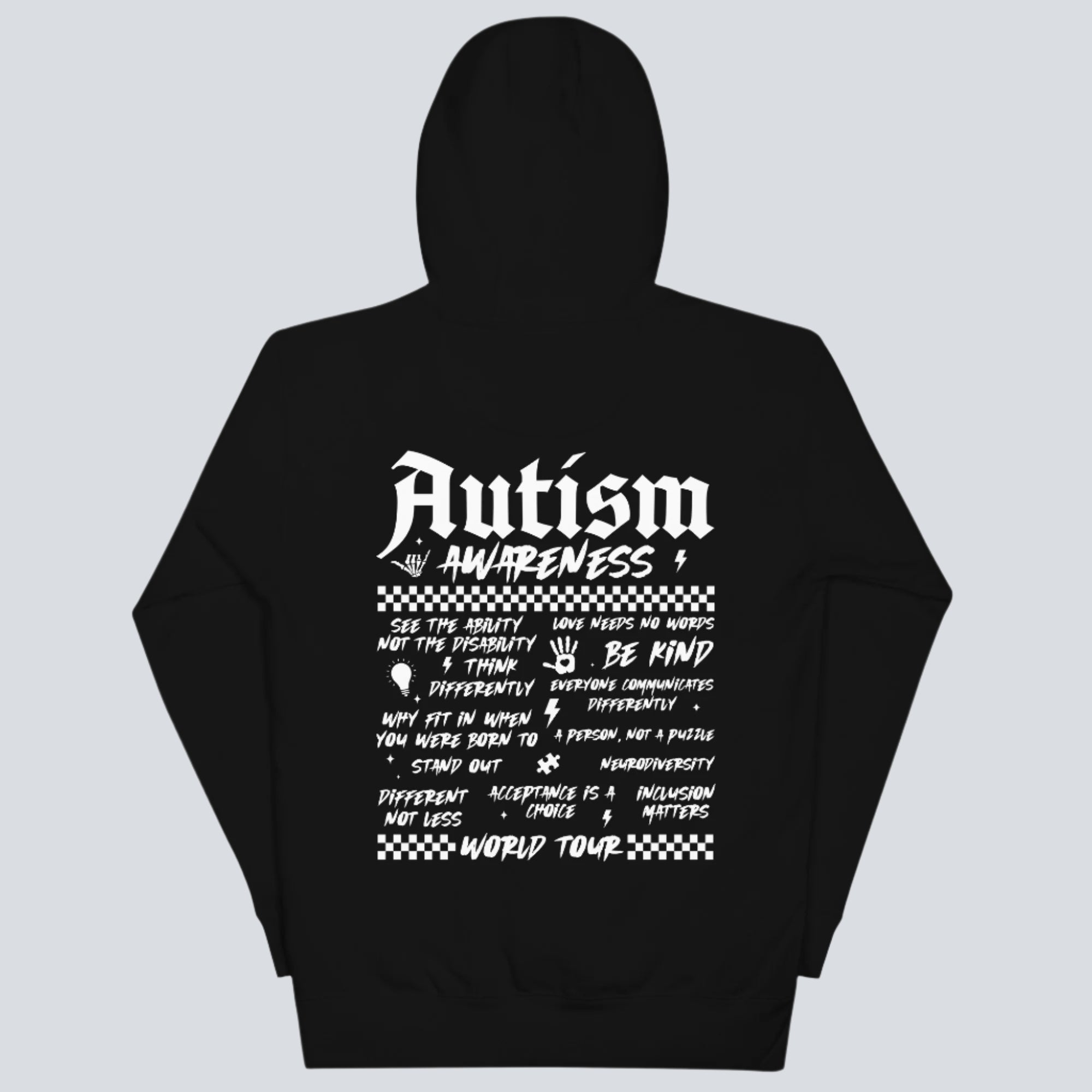 Autism Awareness World Tour Back Print Hoodie black back