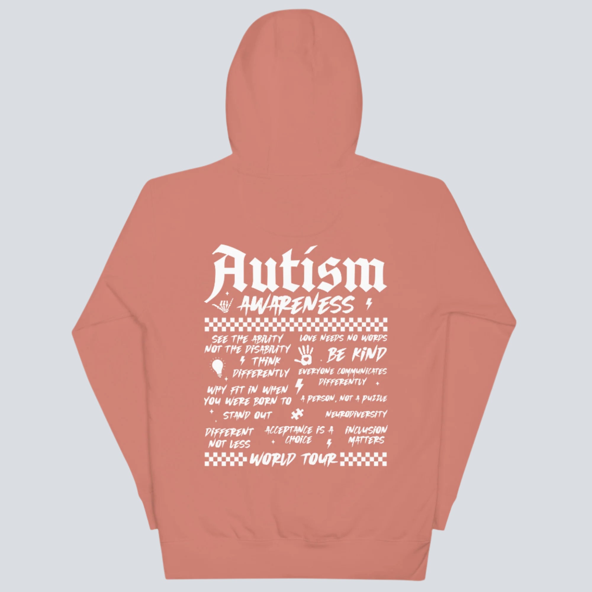 Autism Awareness World Tour Back Print Hoodie dusty rose back