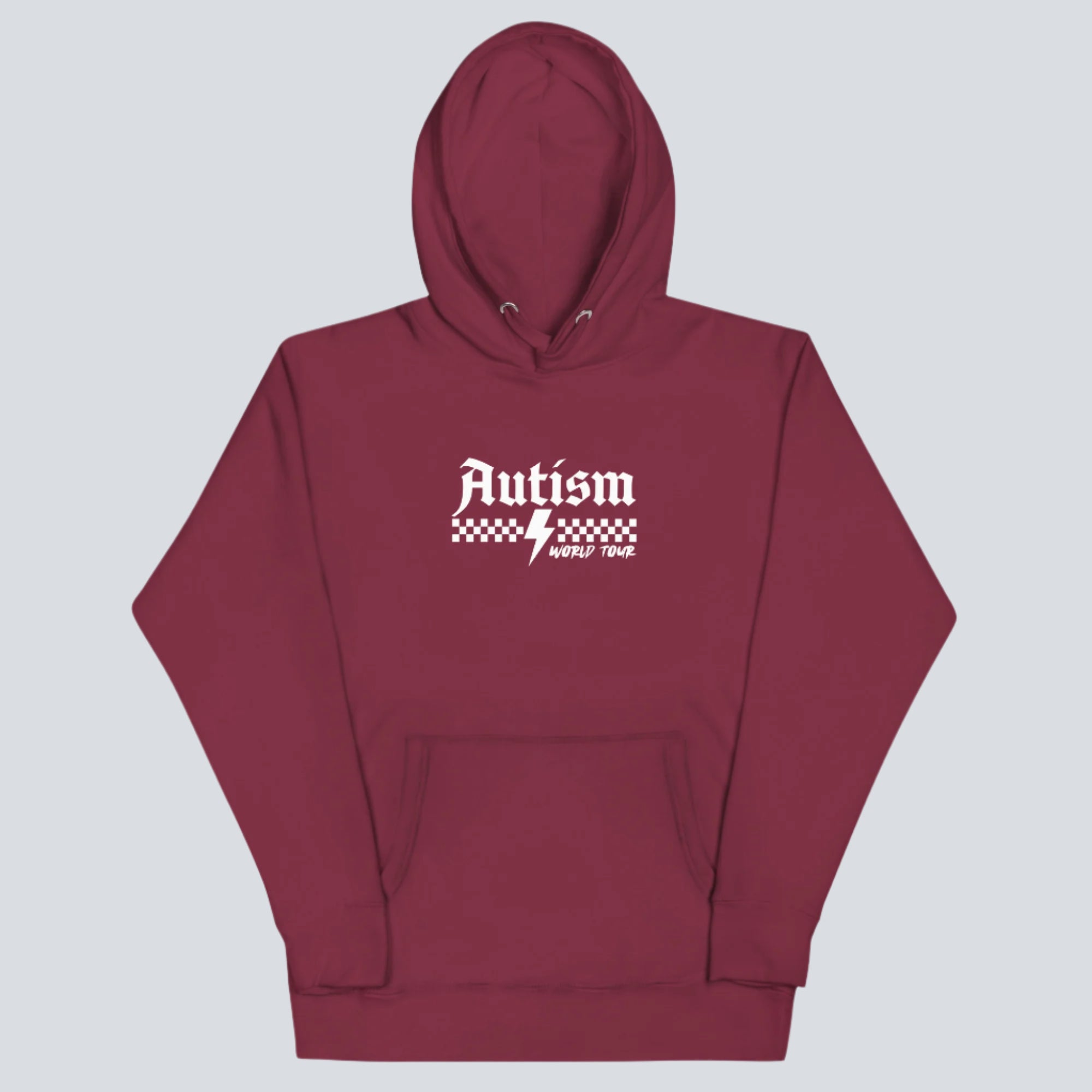Autism Awareness World Tour Back Print Hoodie maroon front