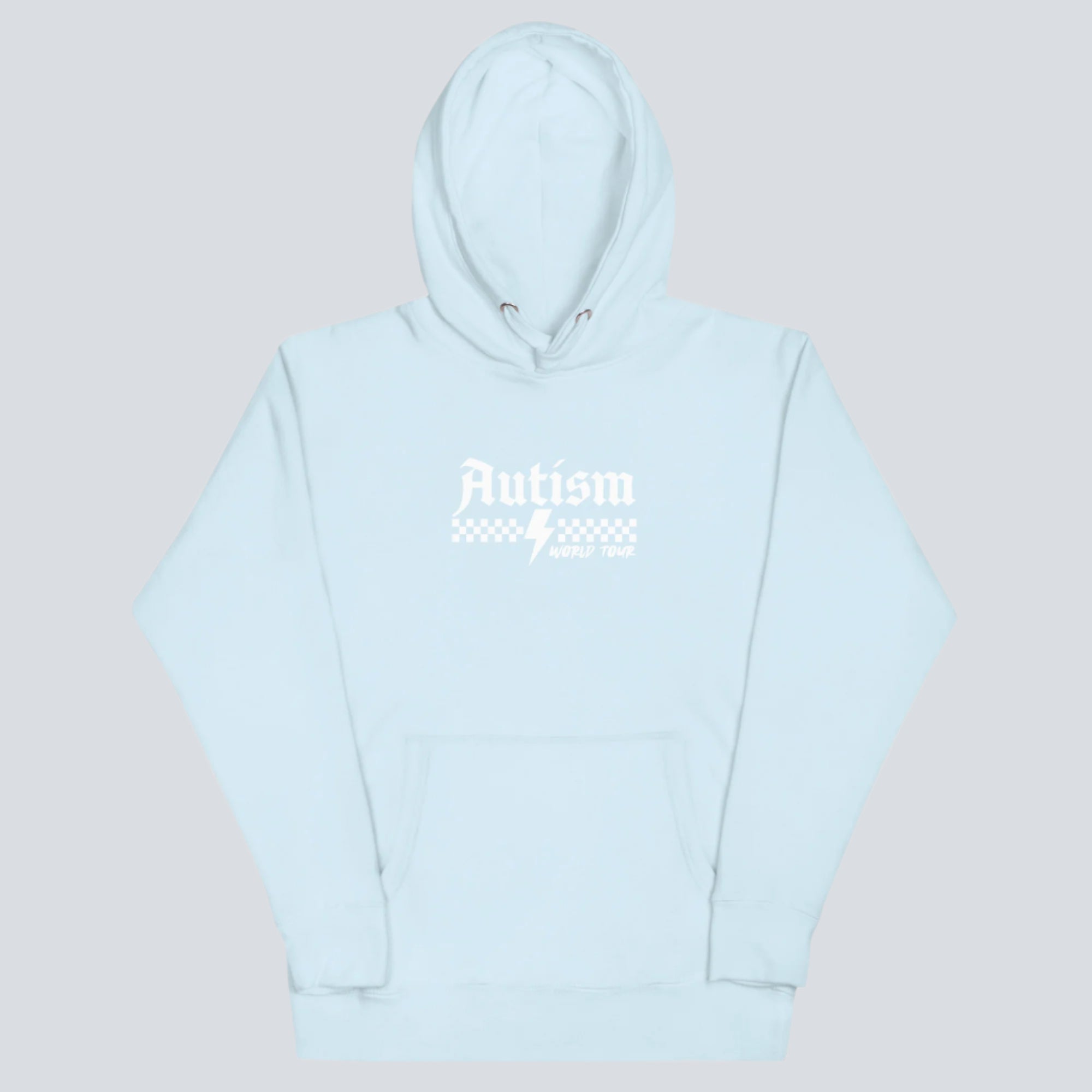 Autism Awareness World Tour Back Print Hoodie sky blue front