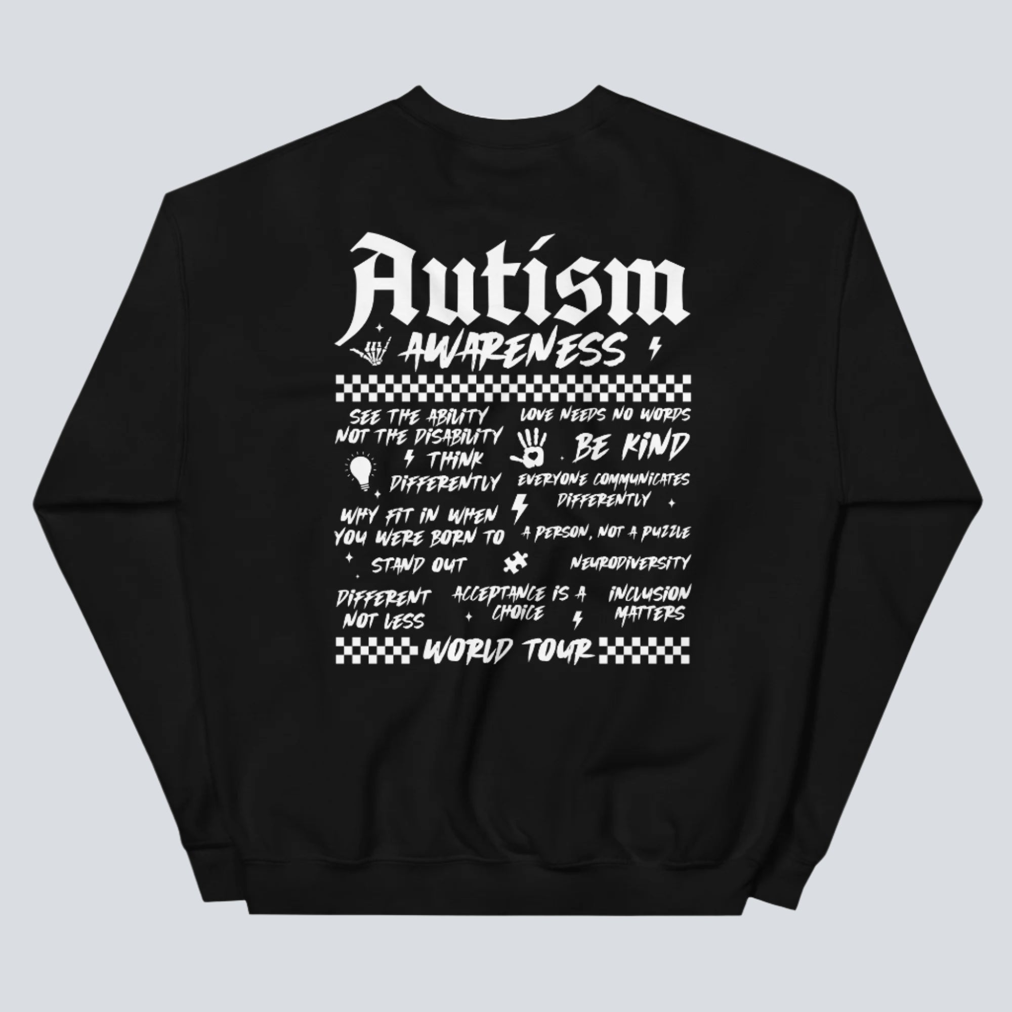 Autism Awareness World Tour Unisex Sweatshirt black back