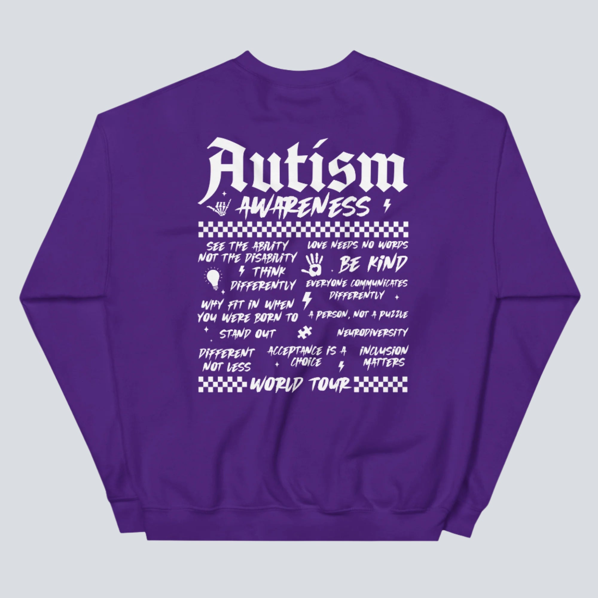 Autism Awareness World Tour Unisex Sweatshirt purple back