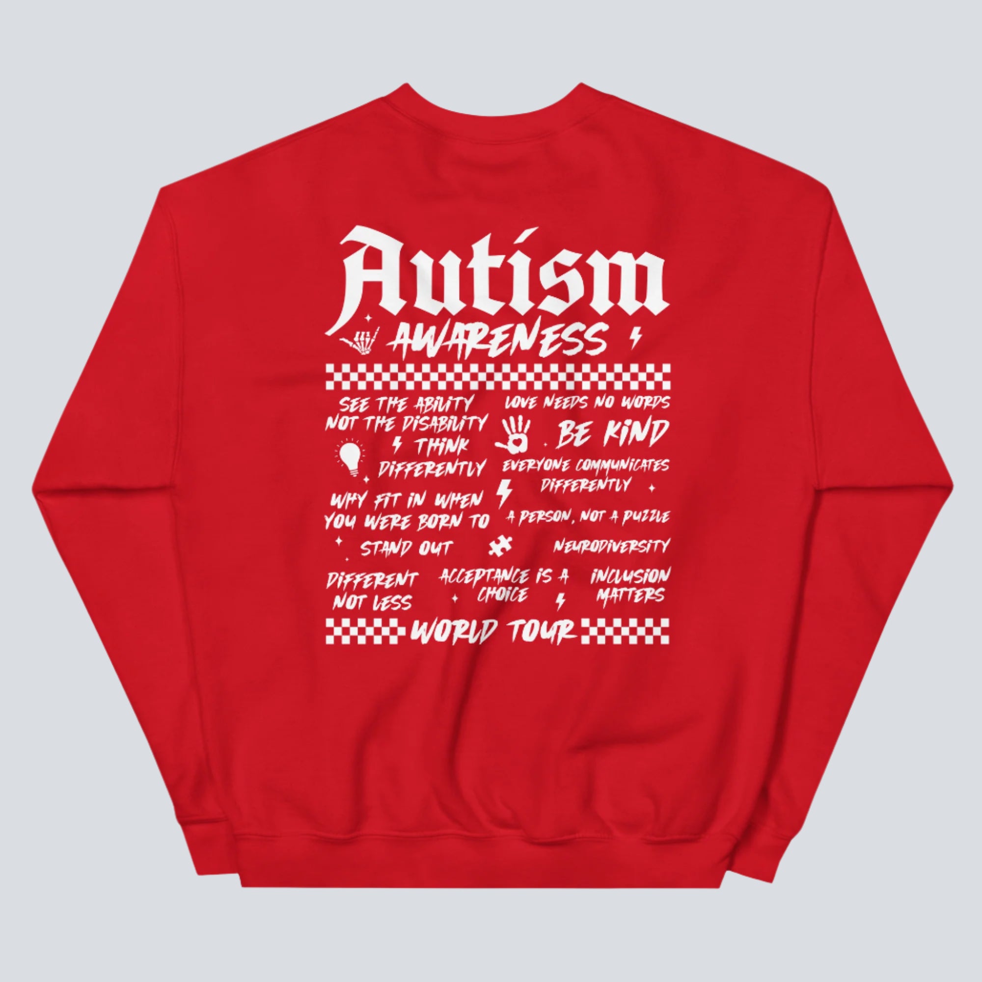 Autism Awareness World Tour Unisex Sweatshirt red back