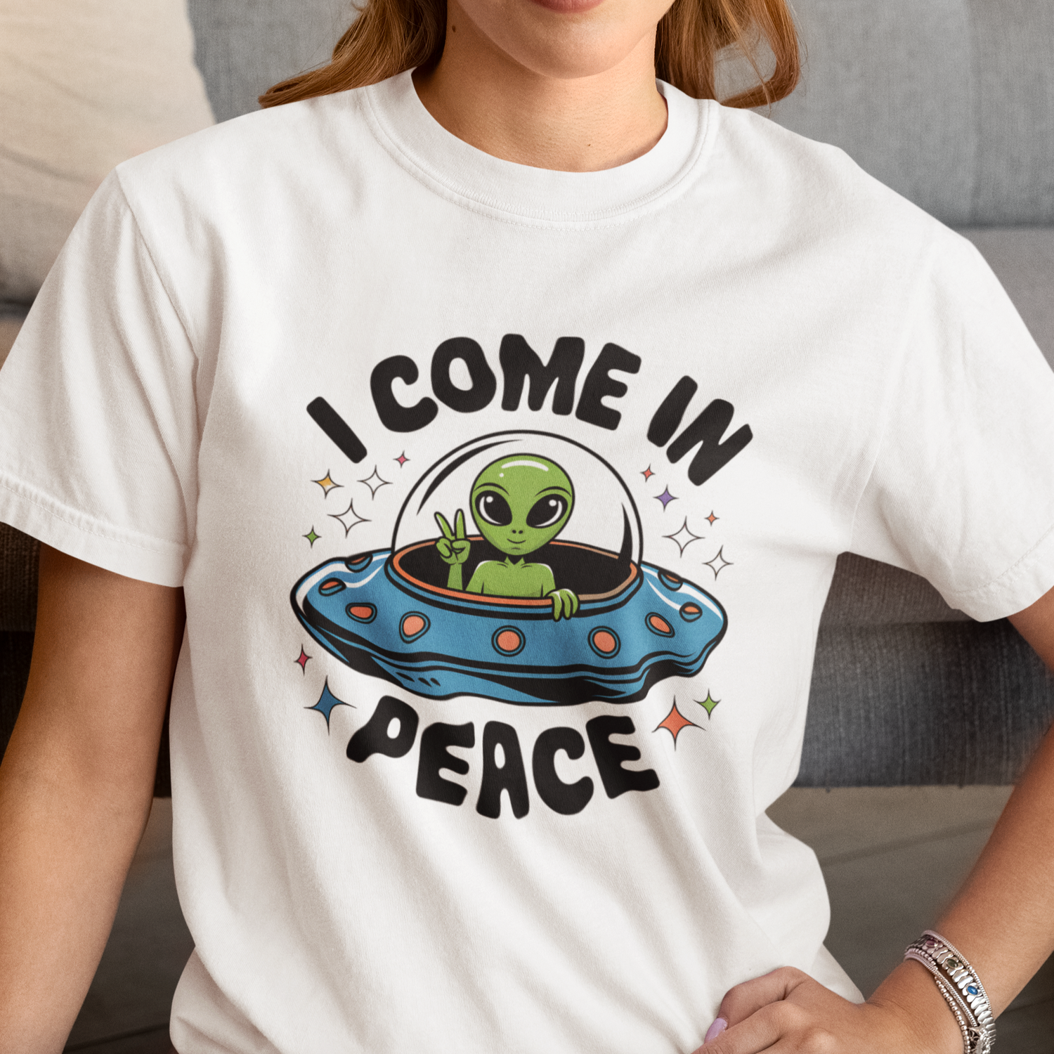 I Come In Peace Womens T Shirt
