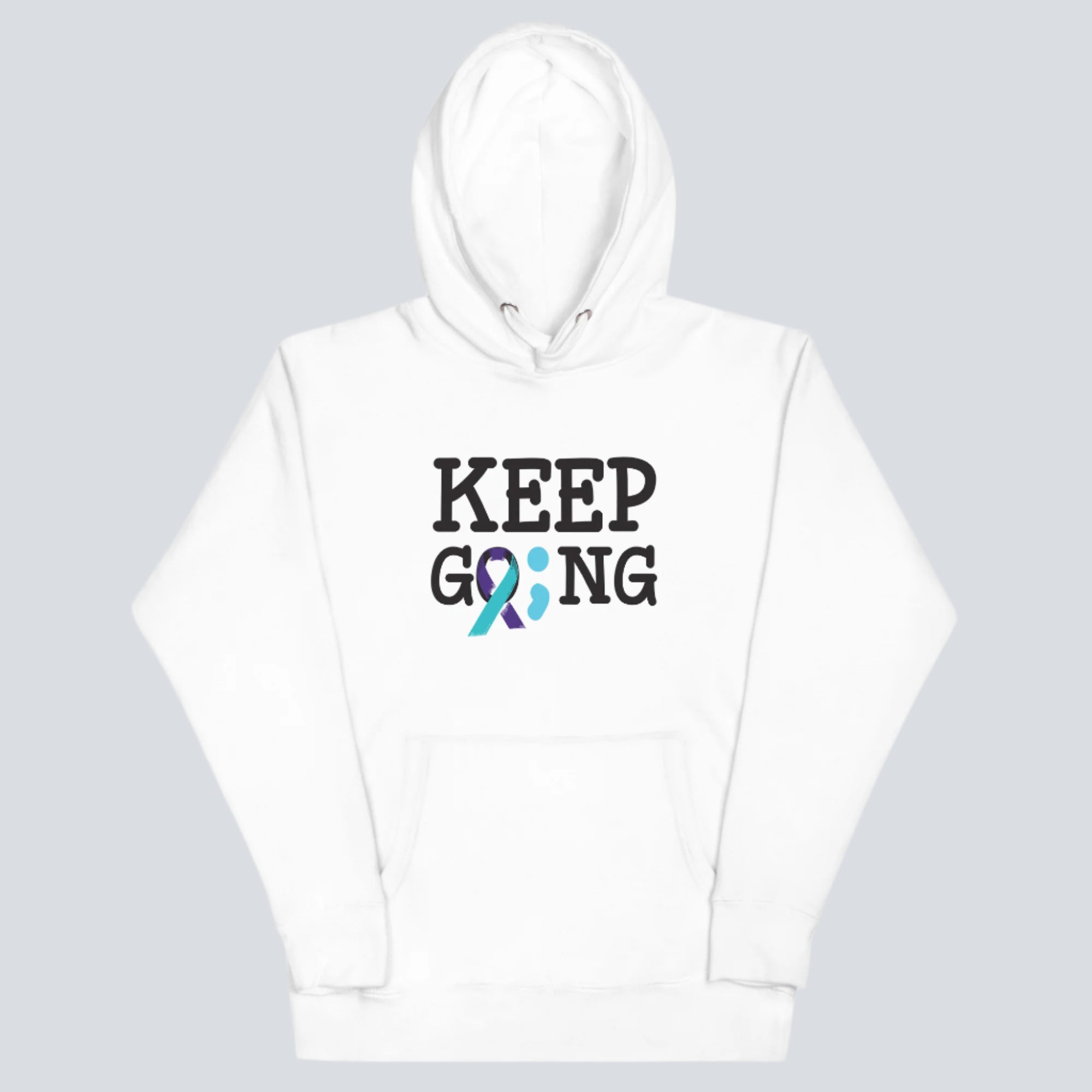 Keep Going (Semicolon) Suicide Prevention Unisex Hoodie white