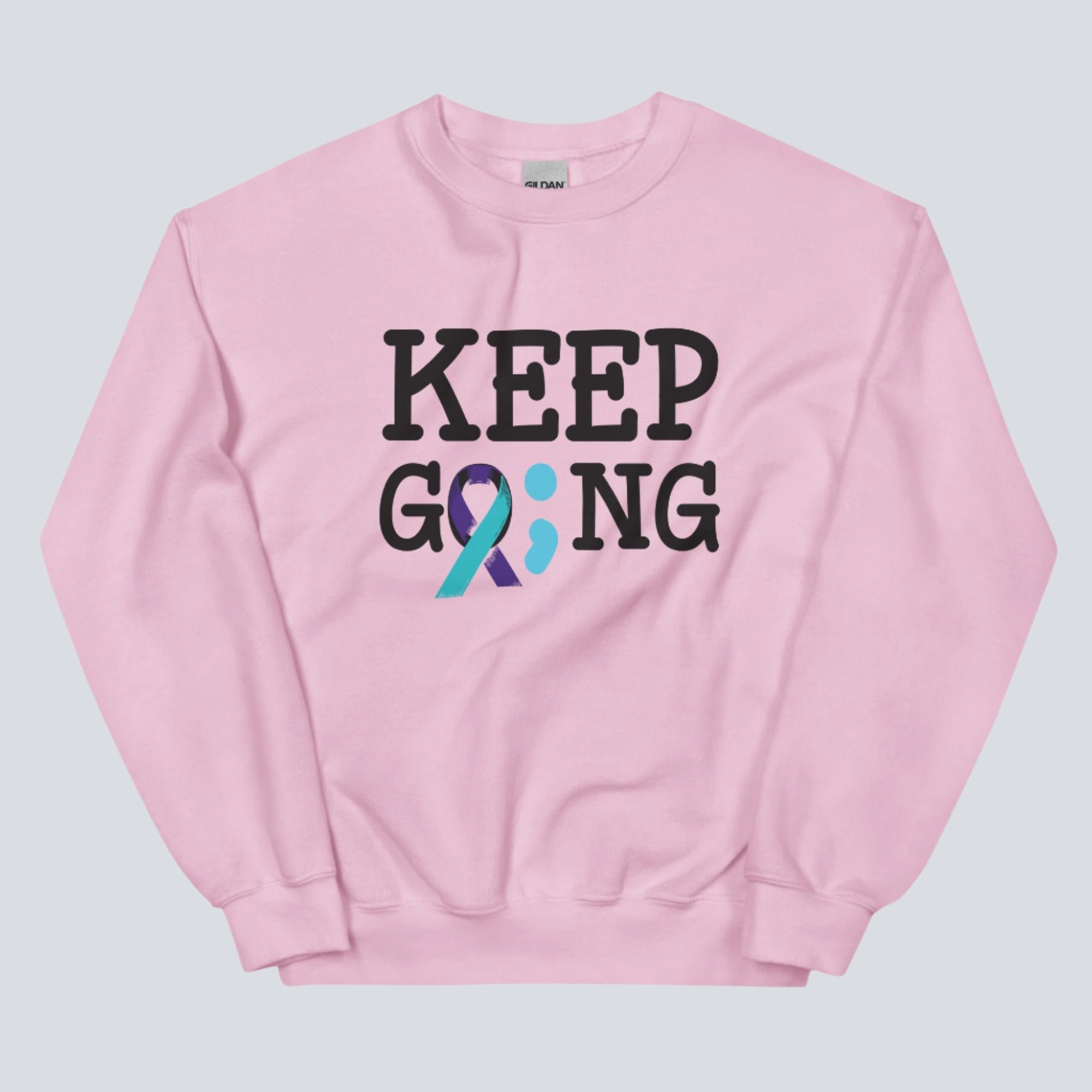 Keep Going (Semicolon) Suicide Prevention Unisex Sweatshirt light pink