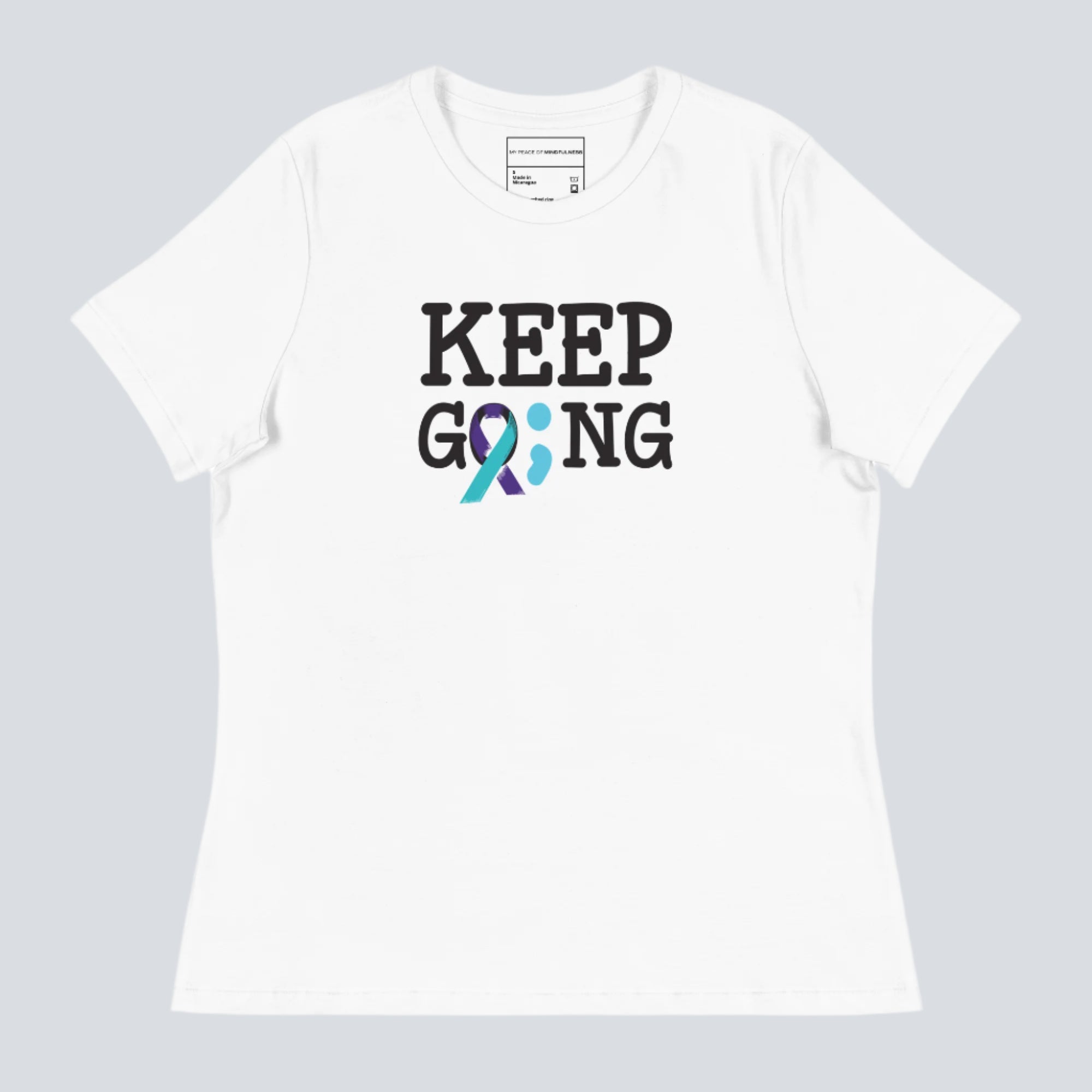 Keep Going (Semicolon) Suicide Prevention Women's T-Shirt white