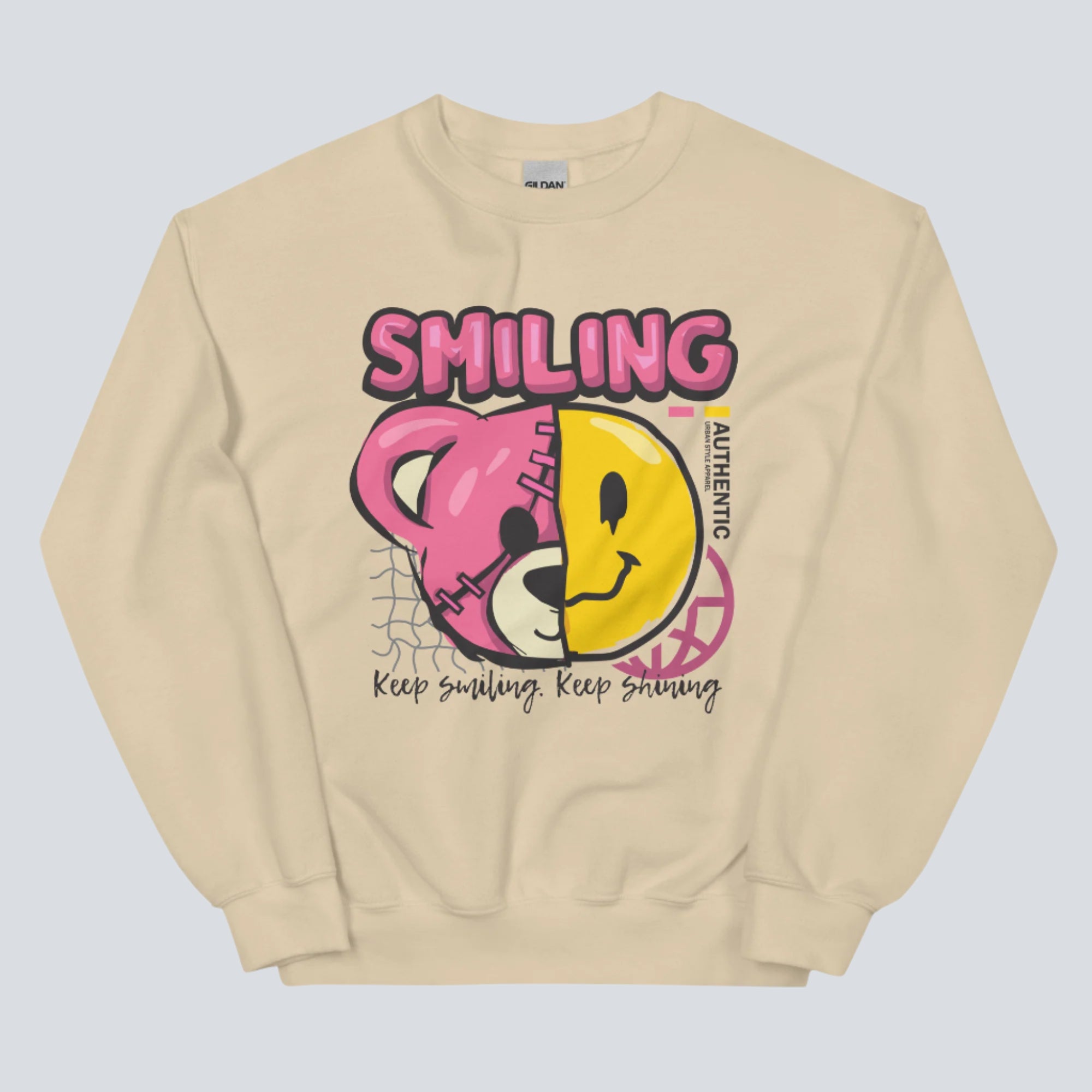 Keep Smiling Keep Shining Unisex Sweatshirt sand