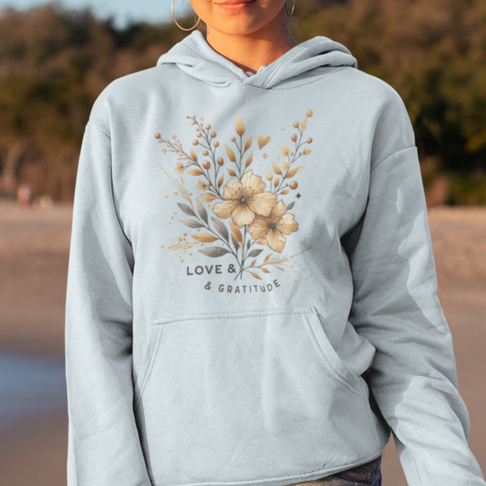 Love & Gratitude (Gold Flowers) Unisex Hoodie