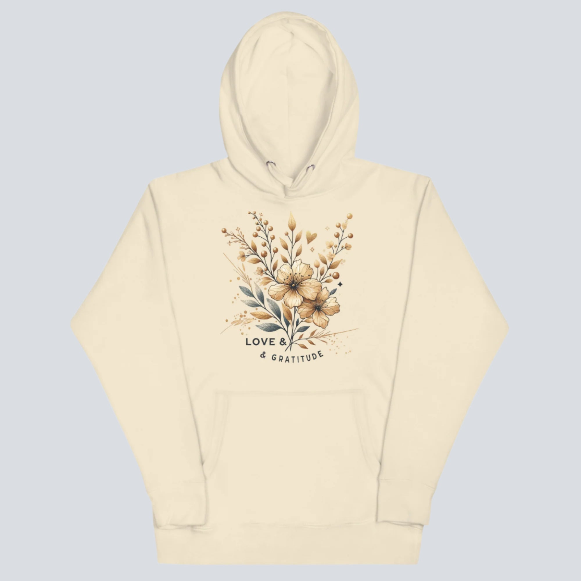 Love & Gratitude (Gold Flowers) Unisex Hoodie bone