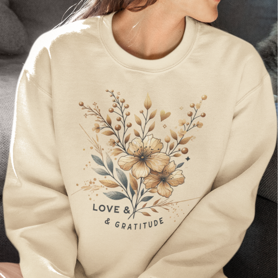 Love & Gratitude (Gold Flowers) Unisex Sweatshirt