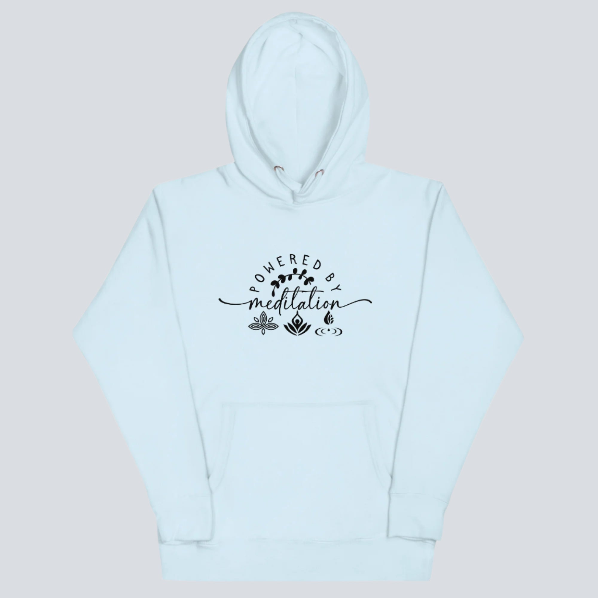 Powered by Meditation Hoodie sky blue