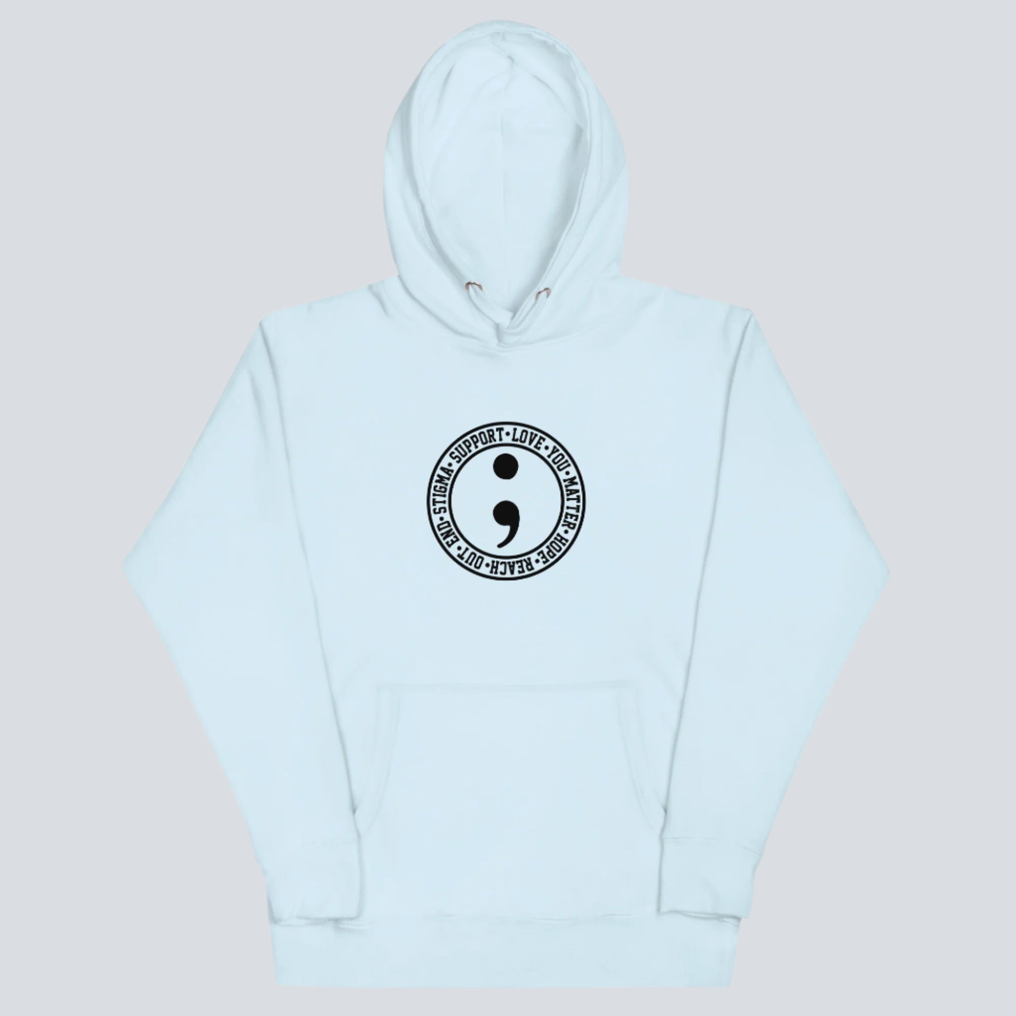Semicolon (Mental Health Awareness) Unisex Hoodie sky blue