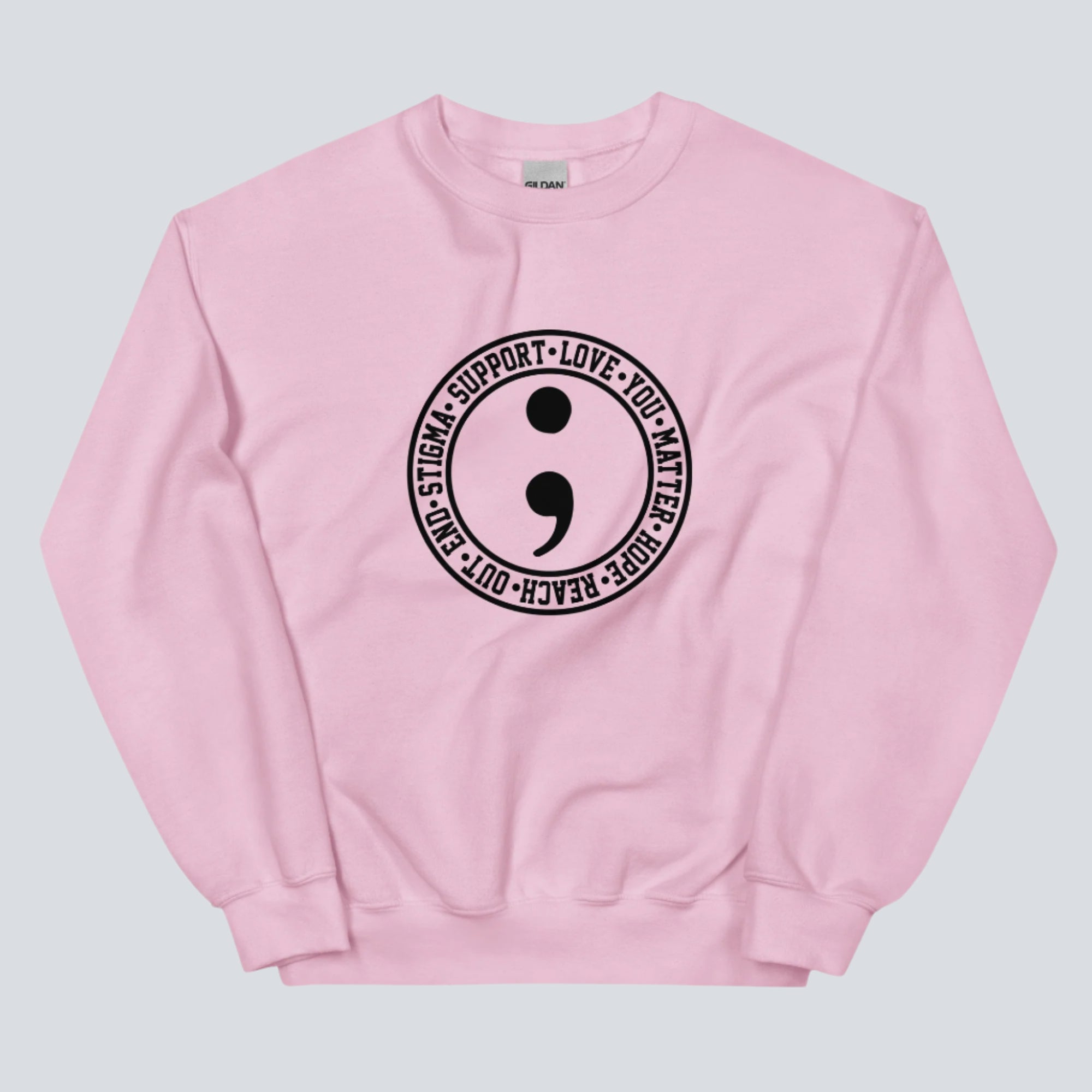 Semicolon (Mental Health Awareness) Unisex Sweatshirt light pink