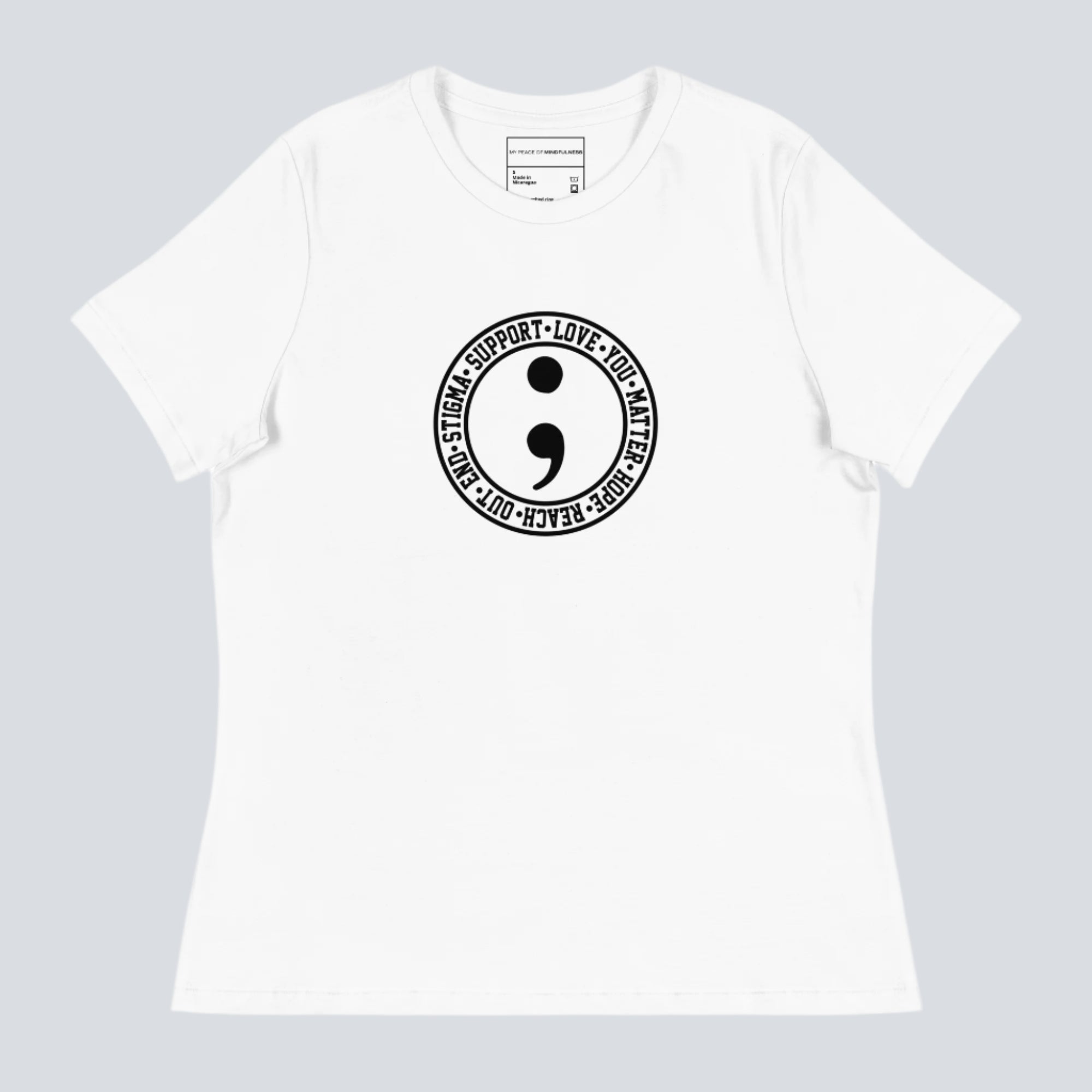 Semicolon (Mental Health Awareness) Womens T-Shirt white
