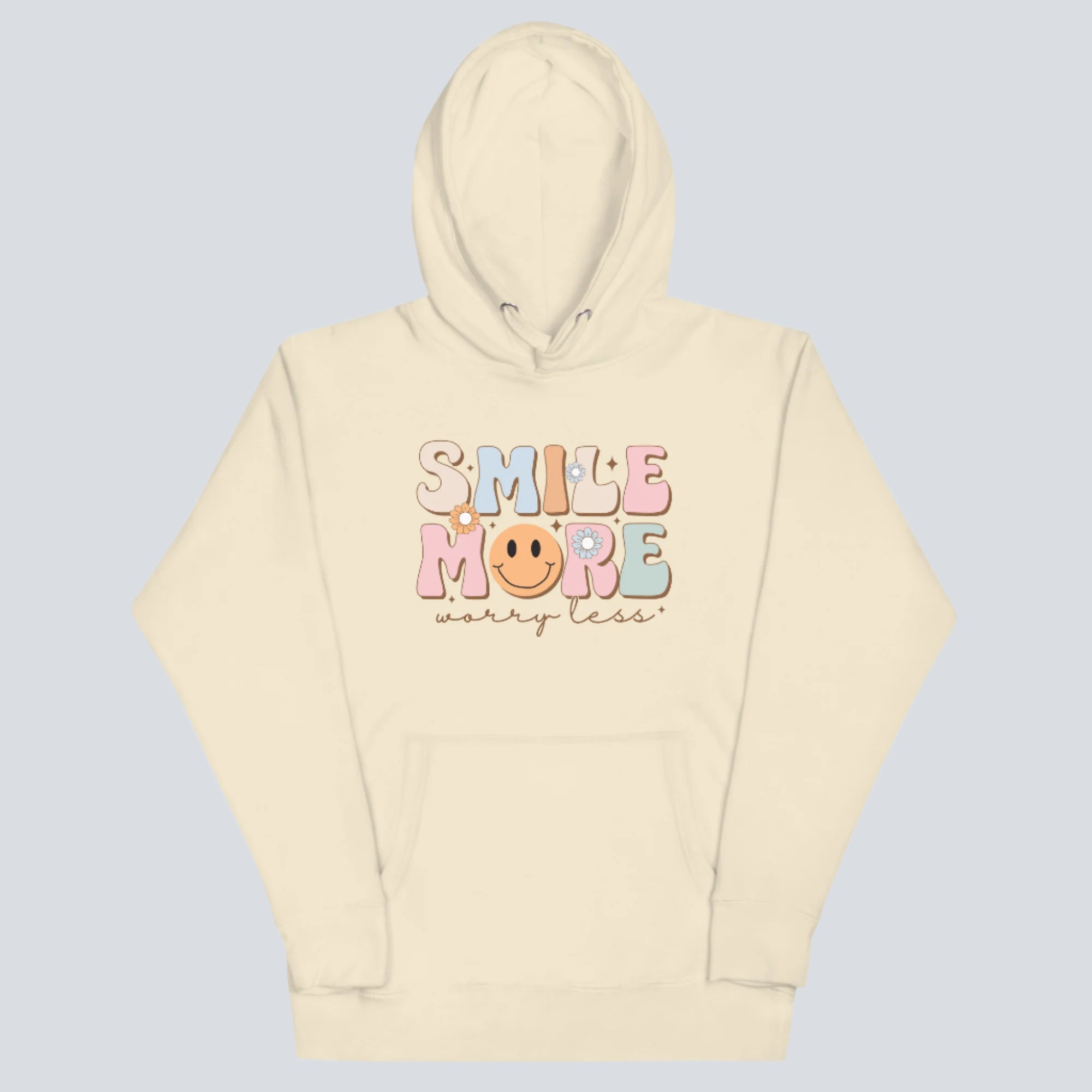 Smile More Worry Less Unisex Hoodie bone