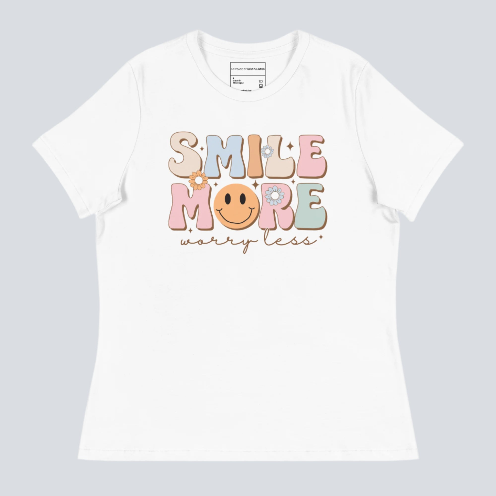Smile More Worry Less Womens T-Shirt white