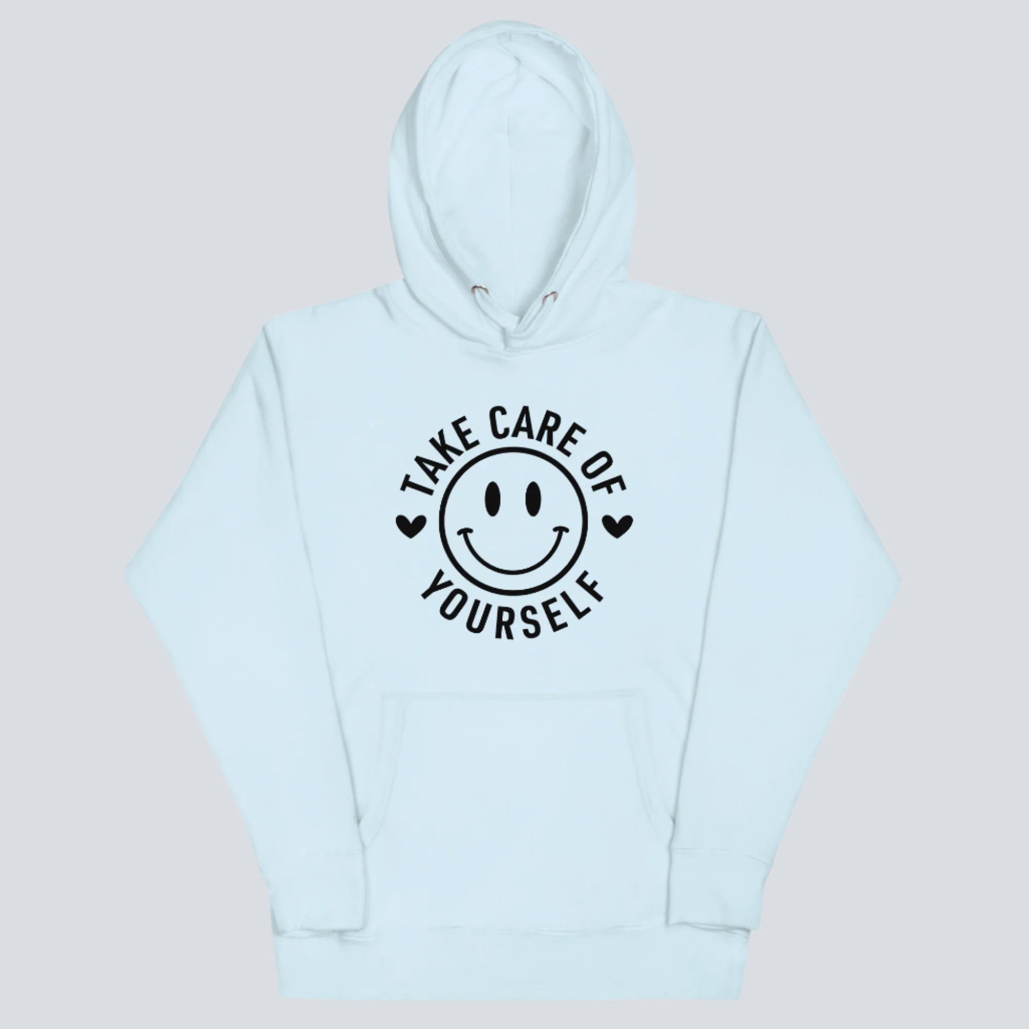 Take Care of Yourself Smiley Face Unisex Hoodie sky blue