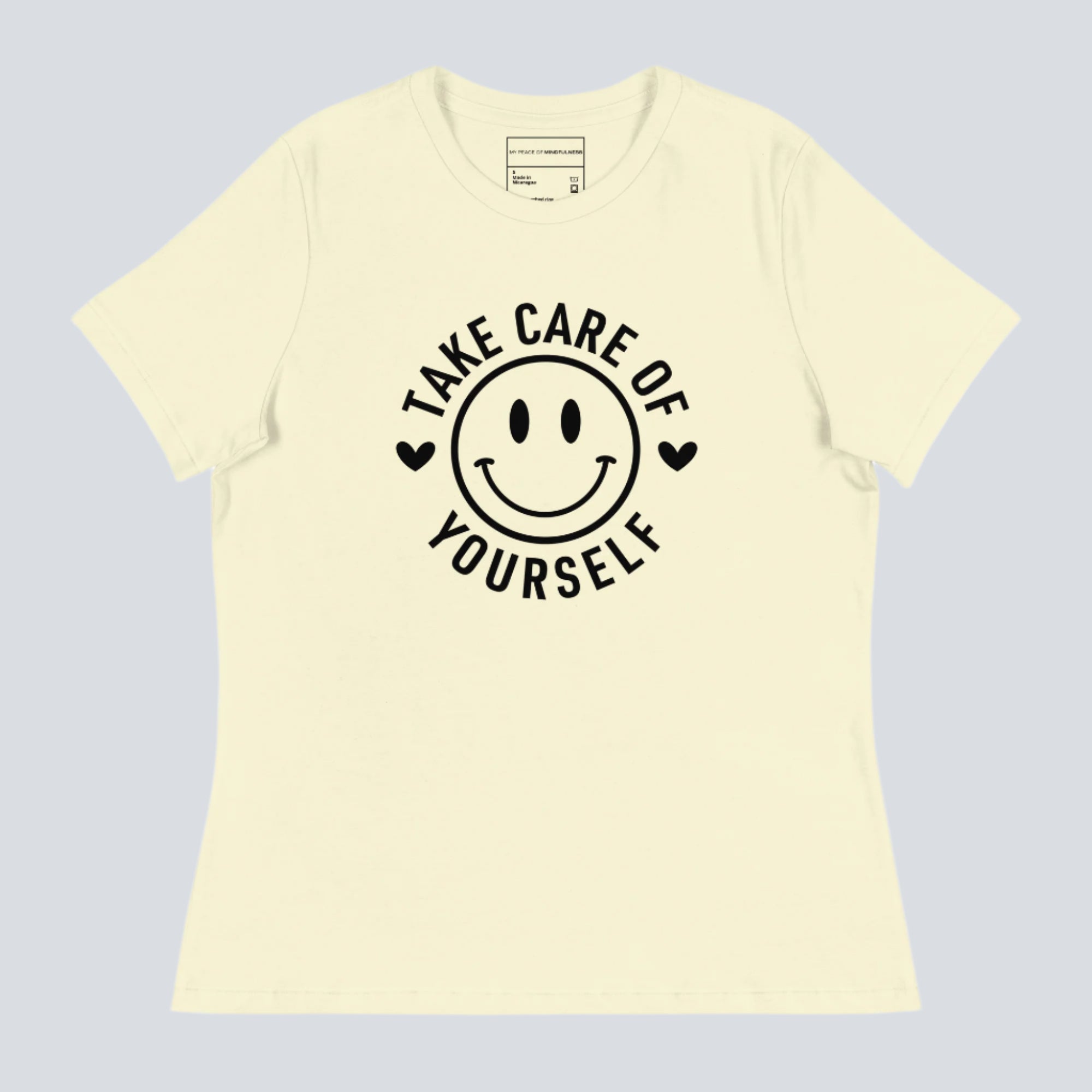 Take Care of Yourself Smiley Face Womens T-Shirt citron