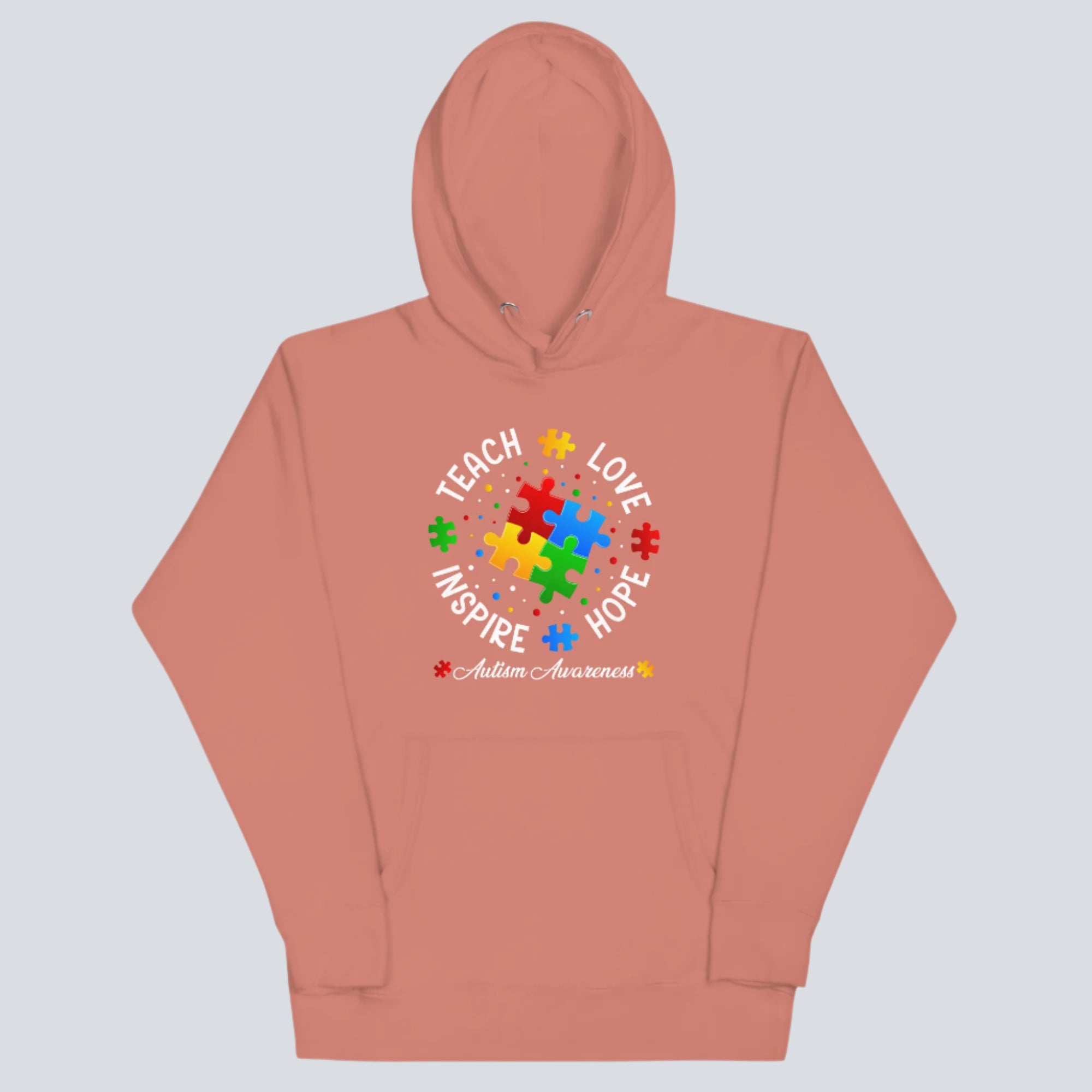 Teach, Love, Inspire, Hope (Autism Awareness) Unisex Hoodie dusty rose