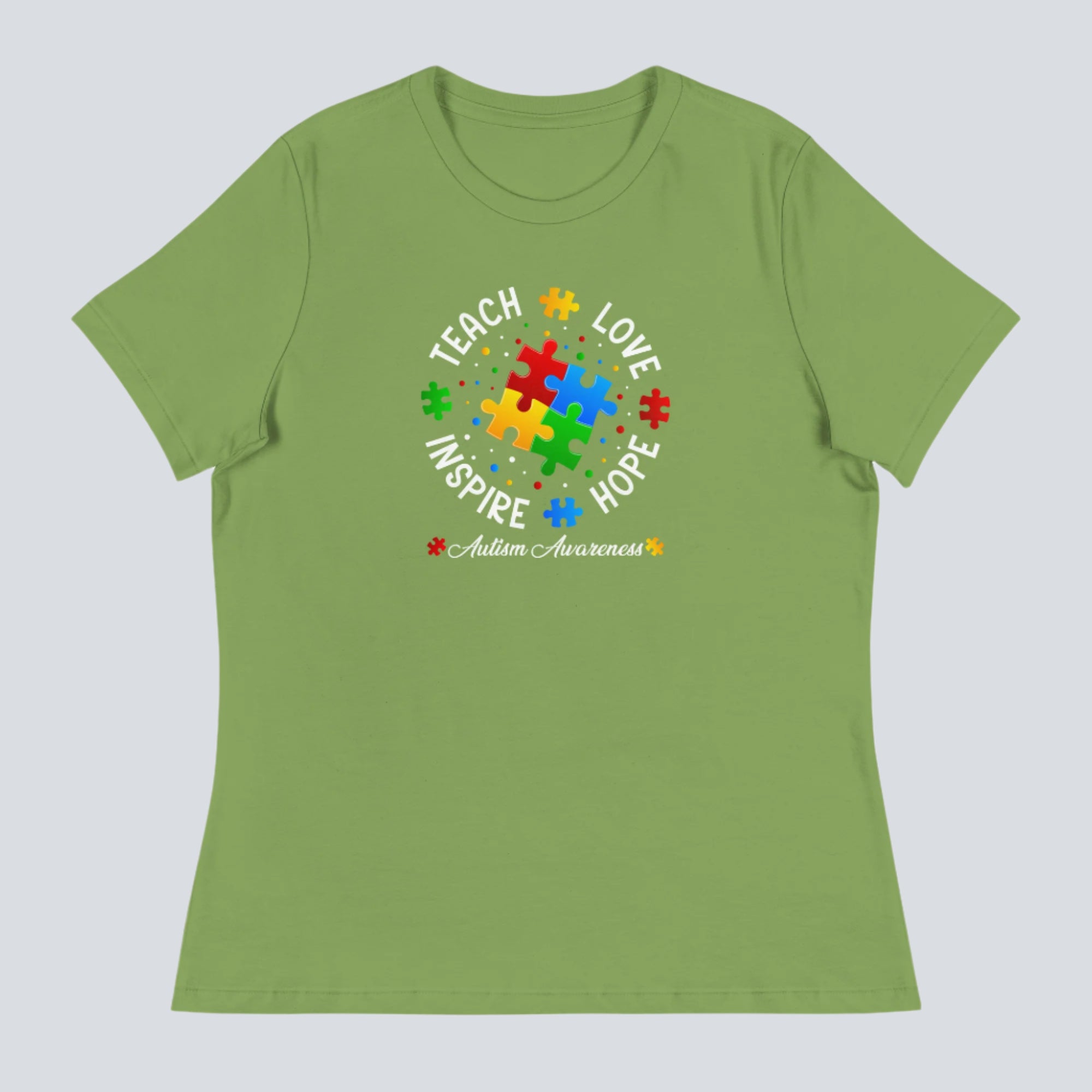 Teach, Love, Inspire, Hope (Autism Awareness) Womens T-Shirt leaf