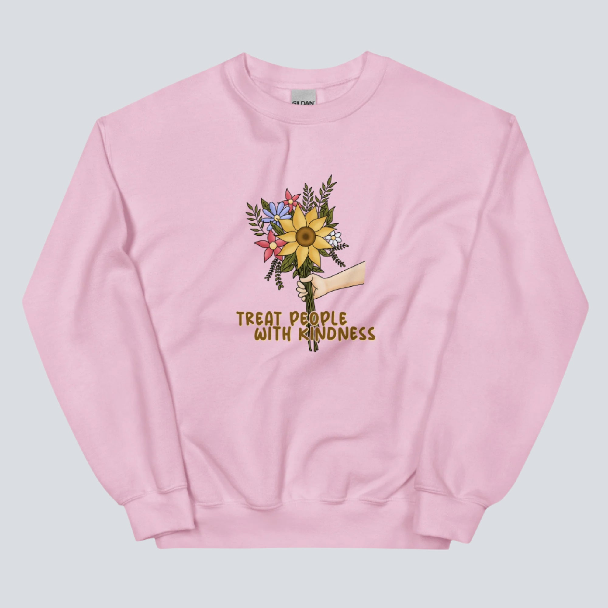 Treat People With Kindness (Flowers) Sweatshirt light pink