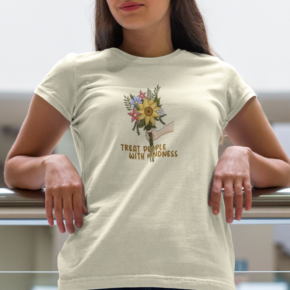 Treat People With Kindness (flowers) Womens T-Shirt