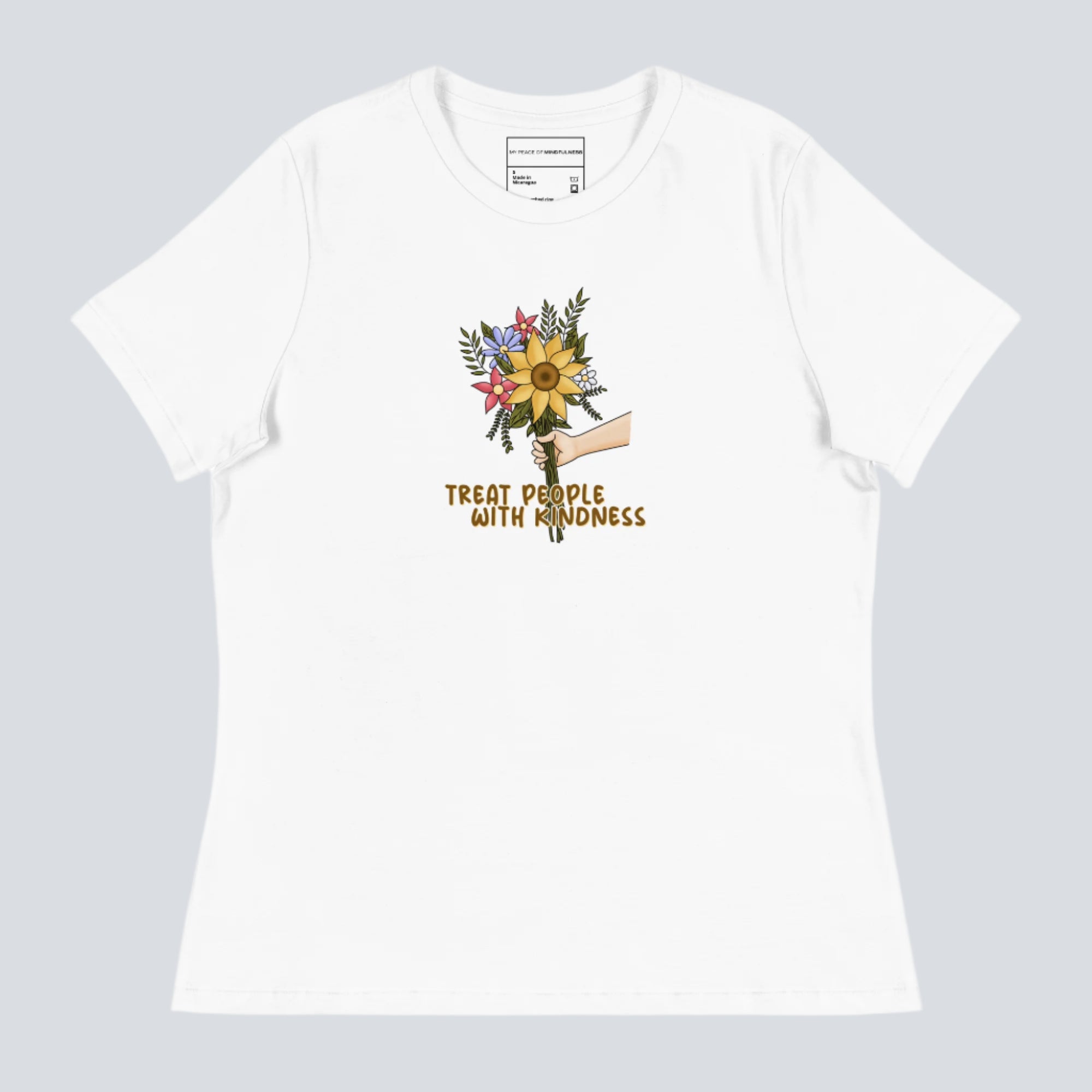 Treat People With Kindness (flowers) Womens T-Shirt white