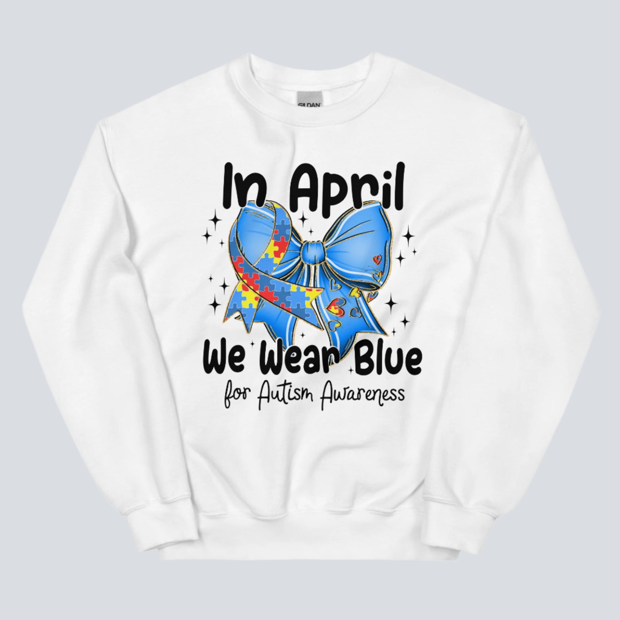 We Wear Blue for Autism Awareness Sweatshirt white