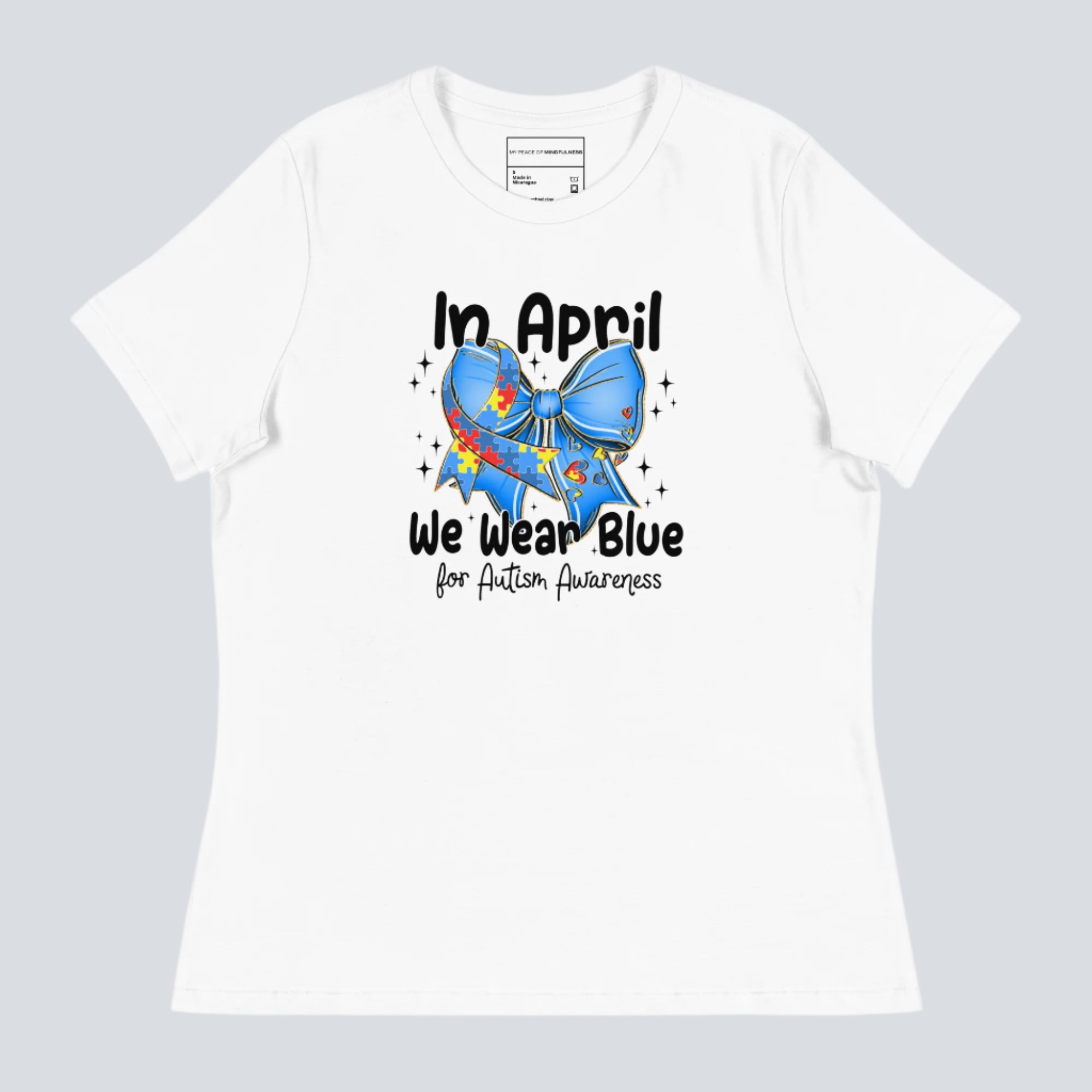 We Wear Blue for Autism Awareness Womens T-Shirt White